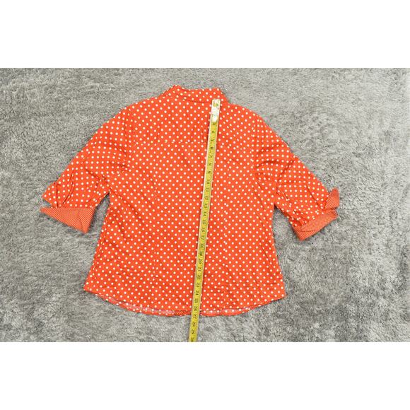 Lane Bryant Orange Button-Up Top Plus Size 20 Cotton 3/4 Sleeve Polka Dot - Picture 5 of 7